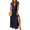 imageANRABESS Women Summer Deep V Neck Short Sleeve Dresses Slit Elegant Wedding Guest Formal Cocktail Evening Maxi Long DressNavy Blue