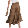 imageANRABESS Women Summer Maxi Skirt Elastic High Waist Flowy Boho Casual Tiered Aline Long Beach Skirts 2025 Trendy OutfitsCoffee