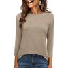 imageANRABESS Womens 34 Length Sleeve Tops 2025 Summer Tee TShirts Boat Neck Tunic Travel Basic Blouses Fall Fashion ClothesLight Tan