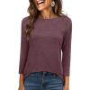 imageANRABESS Womens 34 Length Sleeve Tops 2025 Summer Tee TShirts Boat Neck Tunic Travel Basic Blouses Fall Fashion ClothesMaroon