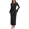 imageANRABESS Womens Bodycon Maxi Dress 2025 Fall Casual Flare Sleeve Crewneck Lounge Comfy Sexy Ribbed Knit Long Sweater DressBlack