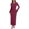 imageANRABESS Womens Bodycon Maxi Dress 2025 Fall Casual Flare Sleeve Crewneck Lounge Comfy Sexy Ribbed Knit Long Sweater DressBurgundy