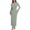 imageANRABESS Womens Bodycon Maxi Dress 2025 Fall Casual Flare Sleeve Crewneck Lounge Comfy Sexy Ribbed Knit Long Sweater DressOlive
