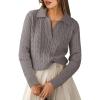 imageANRABESS Womens Cable Knit Sweaters Long Sleeve V Neck Sweater Tops Casual Pullover Polo Shirts 2025 Fall Fashion OutfitsGrey Coffee