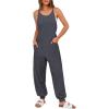 imageANRABESS Womens Casual Jumpsuits Summer Sleeveless Stretchy Romper Harem Pants Loose Jumpers Overalls Trendy OutfitsDeep Grey