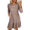 imageANRABESS Womens Long Sleeve Crew Neck Fall Dress 2025 Casual Ribbed Knit Flowy Short Sweater Dresses with PocketsKhaki