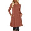 imageANRABESS Womens Long Sleeve Ribbed Knit Dresses 2025 Fall Casual Comfy Lounge Short Sweater Tunic Dress with Pockets ButtonsBurnt Orange