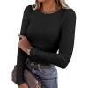 imageANRABESS Womens Long Sleeve Shirts Seamed Cup Crewneck Rib Knit Slim Tight Basic Top 2025 Fall Dressy Casual Corset TShirtsBlack