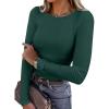 imageANRABESS Womens Long Sleeve Shirts Seamed Cup Crewneck Rib Knit Slim Tight Basic Top 2025 Fall Dressy Casual Corset TShirtsDeep Green