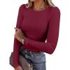 imageANRABESS Womens Long Sleeve Shirts Seamed Cup Crewneck Rib Knit Slim Tight Basic Top 2025 Fall Dressy Casual Corset TShirtsWine Red