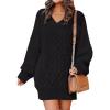 imageANRABESS Womens Long Sleeve V Neck Oversized Cable Knit Mini Sweater Dresses 2025 Fall Trendy Baggy Pullover Tunic OutfitsBlack