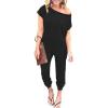 imageANRABESS Womens Loose Summer Casual Off Shoulder Elastic Waist Stretchy Long Romper JumpsuitBlack