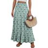 imageANRABESS Womens Maxi Skirt Elastic High Waist Swing Tiered Aline Flowy Pleated Boho Beach Vacation Long SkirtsFloral Green