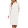 imageANRABESS Womens Nightgown Sweater Dress Long Sleeve Fuzzy Knit Cozy Casual Loungewear 2025 Fall Midi Dress with PocketsBeige