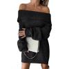 imageANRABESS Womens Off The Shoulder Sweater Dress Casual Loose Knit 2025 Fall Winter Trendy Long Sleeve Pullover Mini DressesBlack