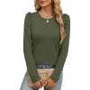 imageANRABESS Womens Puff Long Sleeve Shirts Crewneck Fall Tops Basic Dressy Casual Blouses 2025 Trendy OutfitsArmy Green