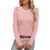 imageANRABESS Womens Puff Long Sleeve Shirts Crewneck Fall Tops Basic Dressy Casual Blouses 2025 Trendy OutfitsStripe Red