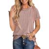 imageANRABESS Womens Short Sleeve Crewneck Shirts Ribbed Knit High Low Hem T Shirt 2025 Summer Spring Casual Tops Trendy ClothesKhaki Pink