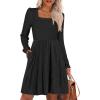 imageANRABESS Womens Square Neck Long Sleeve Fall Dress Casual Ribbed Knit Soft 2025 Trendy Short Sweater Dresses with PocketsBlack