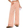 imageANRABESS Womens Striped Gingham Pants 2025 Pajama Lounge Boxer Pants Cute PJ Bottoms Casual Wide Leg Trousers with PocketsOrange White Plaid