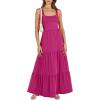 imageANRABESS Womens Summer Casual Long Maxi Beach Vacation Dresses Sleeveless Square Neck Flowy Tiered Sun Dress with PocketsRose Pink