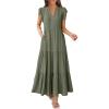 imageANRABESS Womens Summer Casual Maxi Dress V Neck Ruffle Sleeve Long Dresses Fashion Flowy Tiered Boho Beach Vacation SundressOlive