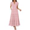 imageANRABESS Womens Summer Casual Maxi Dress V Neck Ruffle Sleeve Long Dresses Fashion Flowy Tiered Boho Beach Vacation SundressPink Floral