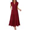 imageANRABESS Womens Summer Casual Maxi Dress V Neck Ruffle Sleeve Long Dresses Fashion Flowy Tiered Boho Beach Vacation SundressWine Red