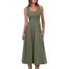 imageANRABESS Womens Summer Casual Sleeveless Midi Dresses Scoop Neck Fit ampamp Flare ALine Flowy Long Sundress Beach OutfitsArmy Green