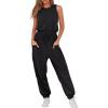 imageANRABESS Womens Summer Jumpsuits Dressy Casual One Piece Outfits Sleeveless Crewneck Rompers Jumper with Pockets 2025 TrendyBlack