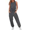 imageANRABESS Womens Summer Jumpsuits Dressy Casual One Piece Outfits Sleeveless Crewneck Rompers Jumper with Pockets 2025 TrendyDeep Grey