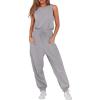 imageANRABESS Womens Summer Jumpsuits Dressy Casual One Piece Outfits Sleeveless Crewneck Rompers Jumper with Pockets 2025 TrendyGrey