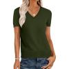 imageANRABESS Womens Wool Blend Tops Short Sleeve V Neck Soft Business Dressy Casual Pullover Sweater 2025 Trendy OutfitsArmy Green