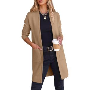 imageANRABESS Cardigan Sweater for Women Casual 2025 Fall Fashion Coat Long Sleeve Open Front Knit Coatigan OutwearKhaki