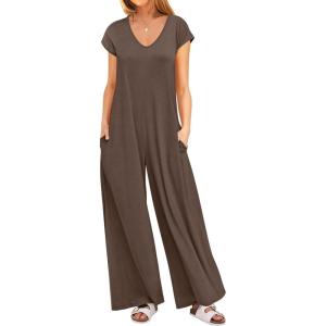 imageANRABESS Jumpsuits for Women 2025 Summer Casual Loose Cap Sleeve Crewneck Wide Leg Rompers Jumper One Piece Beach OutfitsBrown