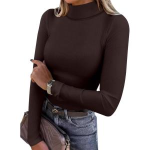 imageANRABESS Long Sleeve Thermal Shirt for Women Turtleneck Slim Fit Tshirt Top 2025 Fall Basic Tee Winter Underwear ClothesChocolate