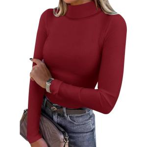 imageANRABESS Long Sleeve Thermal Shirt for Women Turtleneck Slim Fit Tshirt Top 2025 Fall Basic Tee Winter Underwear ClothesRed
