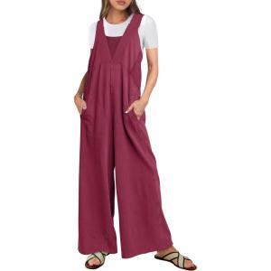 imageANRABESS Overalls for Women Summer Loose Casual Wide Leg Jumpsuits Sleeveless Straps Romper One Piece Jumpers 2025 OutfitsRed