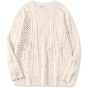 imageANRABESS Sweaters for Women Oversized Crewneck Long Sleeve Casual Loose Cable Knit Pullover Tops 2025 Fall Vintage ClothesApricot