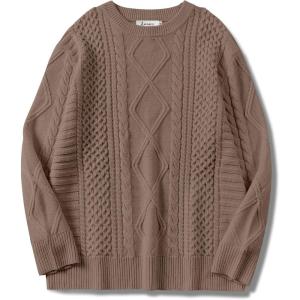 imageANRABESS Sweaters for Women Oversized Crewneck Long Sleeve Casual Loose Cable Knit Pullover Tops 2025 Fall Vintage ClothesCoffee