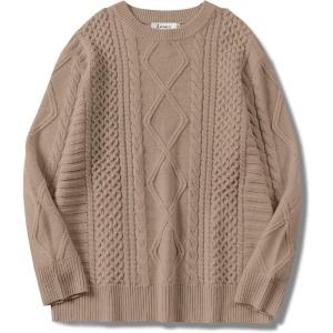 imageANRABESS Sweaters for Women Oversized Crewneck Long Sleeve Casual Loose Cable Knit Pullover Tops 2025 Fall Vintage ClothesKhaki