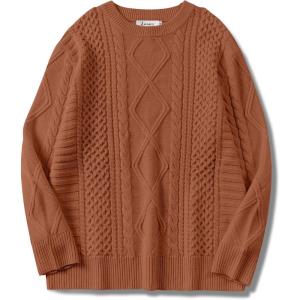 imageANRABESS Sweaters for Women Oversized Crewneck Long Sleeve Casual Loose Cable Knit Pullover Tops 2025 Fall Vintage ClothesRust