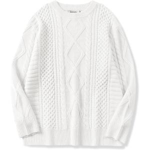 imageANRABESS Sweaters for Women Oversized Crewneck Long Sleeve Casual Loose Cable Knit Pullover Tops 2025 Fall Vintage ClothesWhite Cream