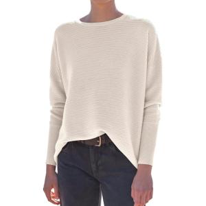 imageANRABESS Women Crewneck Long Batwing Sleeve Casual Loose Fit Ribbed Knit Fall 2024 Cozy Pullover Sweater Top OutfitsAlmond