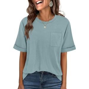 imageANRABESS Women Oversized T Shirts Short Sleeve Summer Casual Loose Top Basic Tee with PocketCadet Blue