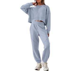 imageANRABESS Womens 2 Piece Outfits Lounge Sets Cropped Sweatshirt ampamp Joggers Fashion Sweatsuit Sweat Set 2025 Fall TravelSky Blue