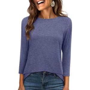 imageANRABESS Womens 34 Length Sleeve Tops 2025 Summer Tee TShirts Boat Neck Tunic Travel Basic Blouses Fall Fashion ClothesNavy Blue
