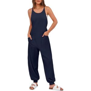 imageANRABESS Womens Casual Jumpsuits Summer Sleeveless Stretchy Romper Harem Pants Loose Jumpers Overalls Trendy OutfitsNavy Blue