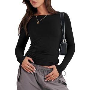 imageANRABESS Womens Long Sleeve Shirts Tight Fitted Going Out Crop Tops Crewneck Basic Tee Y2k Outfits Teens Girls ClothesBlack
