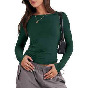 imageANRABESS Womens Long Sleeve Shirts Tight Fitted Going Out Crop Tops Crewneck Basic Tee Y2k Outfits Teens Girls ClothesForest